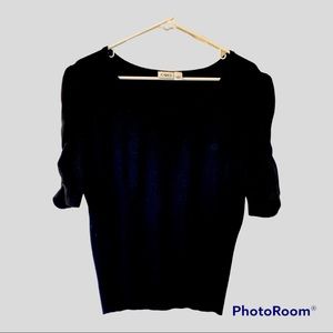 Cato Black Sweater Blouse with Puffed Sleeves Size Large